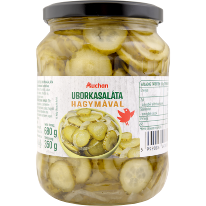 Auchan kedvenc Uborkasaláta hagymával 680/350 g