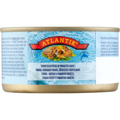 Atlantik tonhal darabok pikáns, zöldséges mártásban 185 g