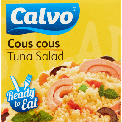 Calvo tonhal saláta kuszkusszal, paradicsommal, sárgarépával, olajbogyóval és mentával 150 g