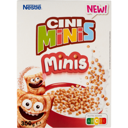 Nestlé Cini Minis ropogós fahéjas mini gabonagolyók teljes értékű búzával vitaminokkal, vassal 300 g