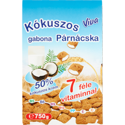 Viva kókuszos krémmel töltött gabonapehely párnácska 750 g