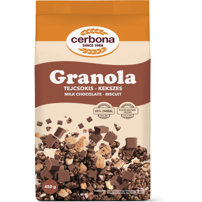 Cerbona tejcsokis-kekszes granola 450 g