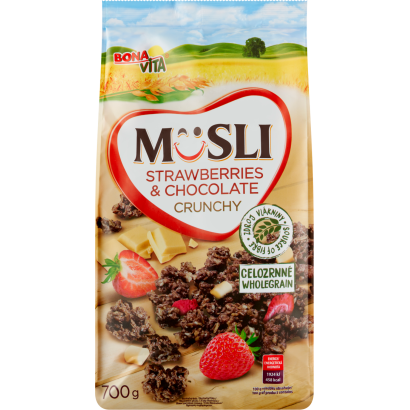 Bona Vita ropogós csokoládés müzli fehércsokoládéval és eperrel 700 g