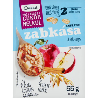 Cornexi almás-fahéjas instant zabkása hozzáadott cukor nélkül édesítőszerrel 55 g