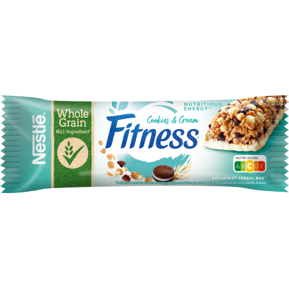 Nestlé Fitness Cookies & Cream gabonapehely-szelet vitaminokkal és ásványi anyagokkal 23,5 g