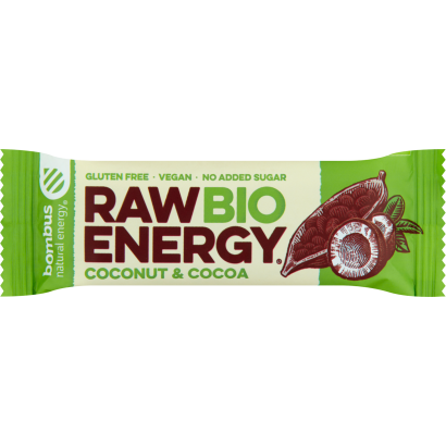 Bombus Raw Energy kókusz & kakaó Bio gyümölcs szelet 50 g