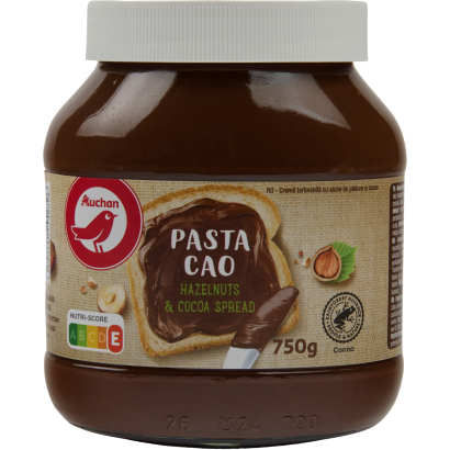 Auchan Kedvenc kenhető mogyorókrém zsírszegény kakaóval 750 g