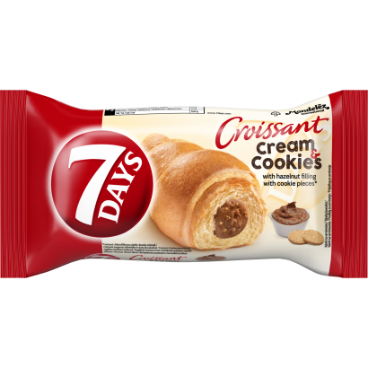 7DAYS Cream & Cookies croissant mogyorós töltelékkel és kekszdarabokkal 60 g