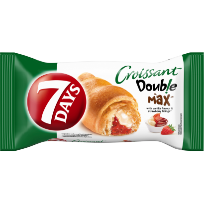 7DAYS Double Max croissant vaníliaízű töltelékkel és epres töltelékkel 80 g