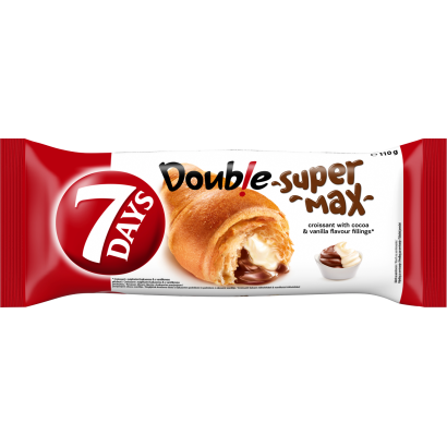 7DAYS Double Super Max croissant kakaós töltelékkel és vanília ízű töltelékkel 110 g