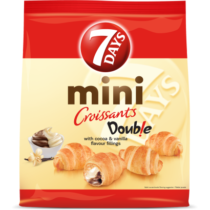 7DAYS Mini Croissant kakaós töltelékkel és vaníliaízű töltelékkel 185 g