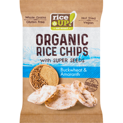 RiceUp! Eat Smart Bio teljes kiőrlésű barna rizs chips hajdinával és amaránttal 25 g