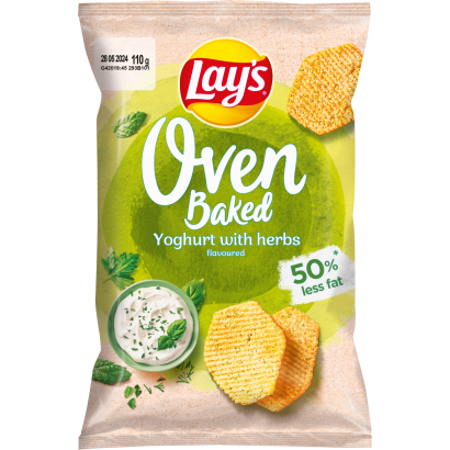 Lay's kemencében sütött joghurtos-zöldfűszeres ízesítésű burgonyachips 110 g