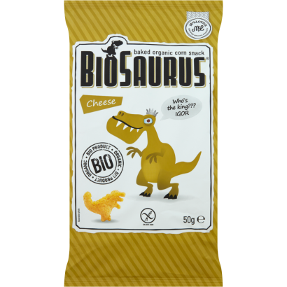 BioSaurus Bio sajtos ízű extrudált kukoricás snack 50 g