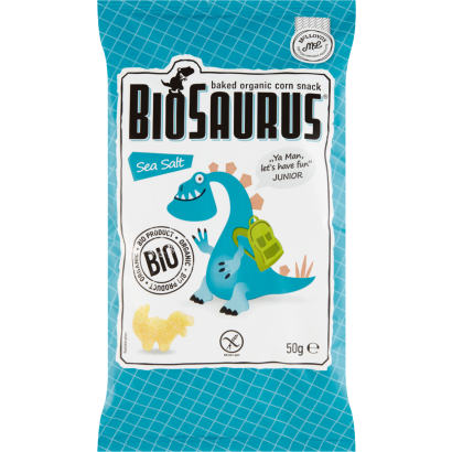BioSaurus Bio tengeri só ízesítésű extrudált kukoricás snack 50 g