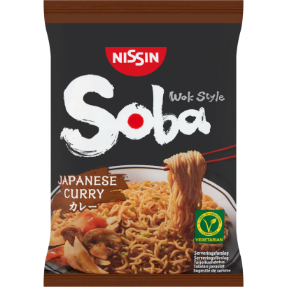 Nissin Soba Wok Style instant tészta búzalisztből japán jellegű curry ízesítő szósszal 111 g