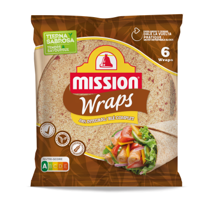 Mission Wraps teljes kiőrlésű búzalisztből készült tortilla 6 db 370g