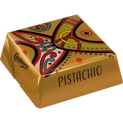 Pisztácia ízű alkoholos krémmel töltött tejcsokoládé praliné 16,67 g