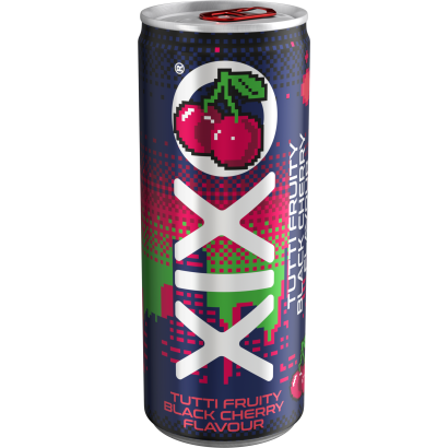XIXO Tutti Fruity fekete cseresznye- és tuttifruttiízű, szénsavas üdítőital 250 ml