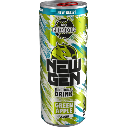 New Gen zöldalmaízű, koffeintartalmú, szénsavas, alkoholmentes ital 250 ml