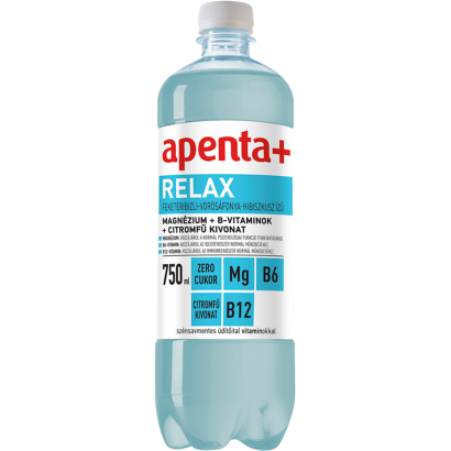Apenta+ Relax feketeribizli-vörösáfonya-hibiszkusz ízű szénsavmentes üdítőital 750 ml
