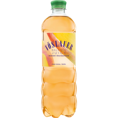 Vöslauer Balance Juicy mangó-őszibarack ízű természetes ásványvíz alapú szénsavas üdítőital 0,75 l