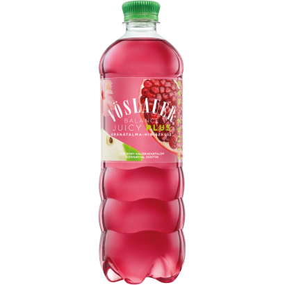 Vöslauer Balance Juicy Plus gránátalma-hibiszkusz ízű szénsavas üdítőital hozzáadott vassal 0,75 l
