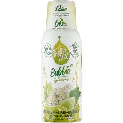 FruttaMax Bubble12 bodza-lime-menta ízű gyümölcsszörp cukorral és édesítőszerekkel 500 ml