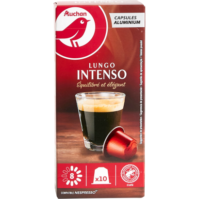 Auchan Kedvenc Lungo Intenso  kávékapszula 8 intenzitású 10 x 5,2 g