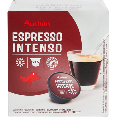 Auchan Kedvenc Espresso Intenso Kávékapszula 9 intenzitású 16 db/doboz