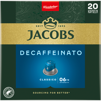Jacobs Decaffeinato Classico koffeinmentes őrölt-pörkölt kávé kapszulában 20 db 104 g