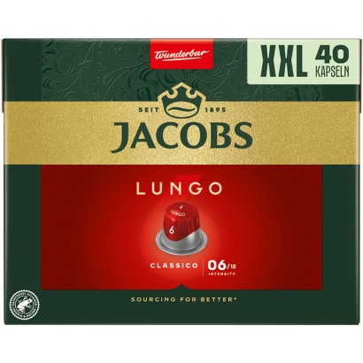Jacobs Lungo Classico őrölt-pörkölt kávé kapszulában 40 db 208 g