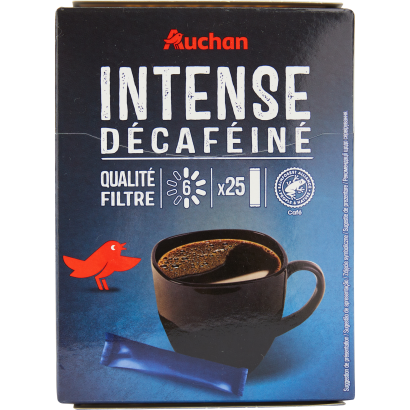Auchan Kedvenc Liofilizált instant kávé tasakos koffeinmentes 25 x 2 g Intenzitás 6