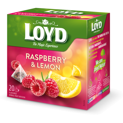 Loyd málna és citrom ízű filteres gyümölcstea 20 filter 40 g