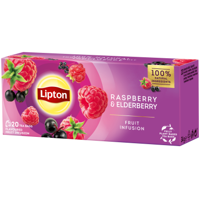 Lipton Fruit Infusion Raspberry & Elderberry ízesített gyümölcstea 20 db teafilter 32 g