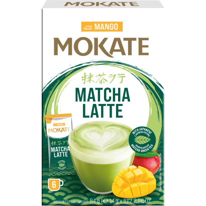 Mokate Mango Matcha Latte tej és zöldtea alapú instant italpor, mangó ízesítéssel 6 x 14 g (84 g)