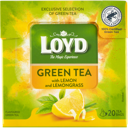 Loyd citromhéjjal és citromfűvel ízesített filteres zöld tea 20 filter 30 g