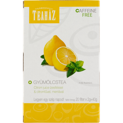 Gárdonyi Teaház gyümölcstea citrom juice ízesítéssel & citromfűvel, mentával 20 filter 40 g