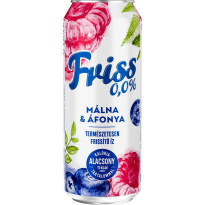 Friss 0,0% málna-áfonya ízű üdítőital és alkoholmentes malátaital keveréke 0,5 l