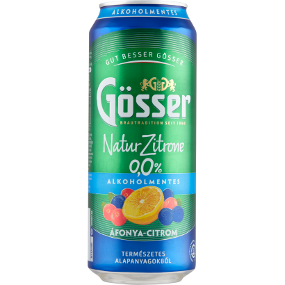 Gösser Natur Zitrone áfonya-citrom ízű alkoholmentes sörital 0,0% 500 ml