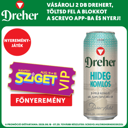 Dreher Hidegkomlós világos sör 4,5% 0,5 l