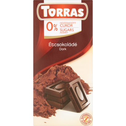 Torras étcsokoládé hozzáadott cukor nélkül, édesítőszerrel 75 g