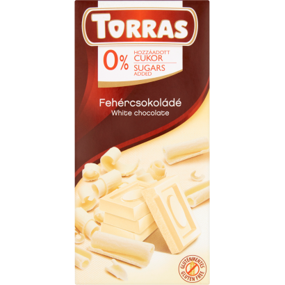 Torras fehércsokoládé hozzáadott cukor nélkül, édesítőszerrel 75 g