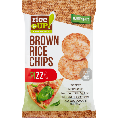 RiceUp! Eat Smart teljes kiőrlésű barna rizs chips pizza ízesítéssel 60 g