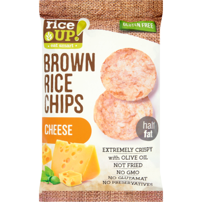 RiceUp! Eat Smart teljes kiőrlésű barna rizs chips sajtos ízesítéssel 60 g