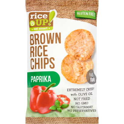 RiceUp! Eat Smart barna rizs chips paprikás ízesítéssel 60 g