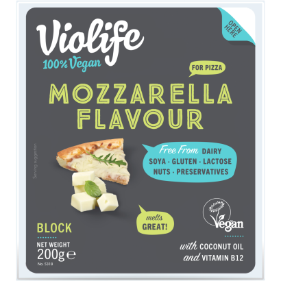 Violife mozzarella ízesítésű tömb pizzához 200 g