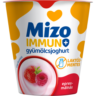 Mizo Immun+ epres-málnás, laktózmentes, élőflórás gyümölcsjoghurt 125 g