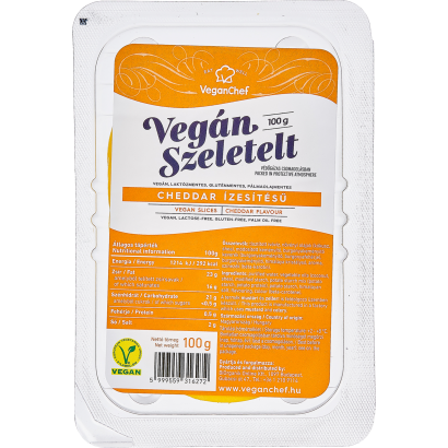 VeganChef cheddar ízesítésű vegán szeletelt 100 g