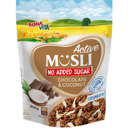 Bonavita Active ropogós müzli csokoládéval és kókuszreszelékkel 300 g